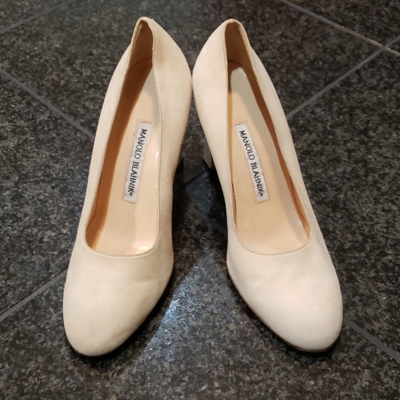 Manolo Blahnik Shoes - VTG 90s Manolo Blahnik Suede Heels